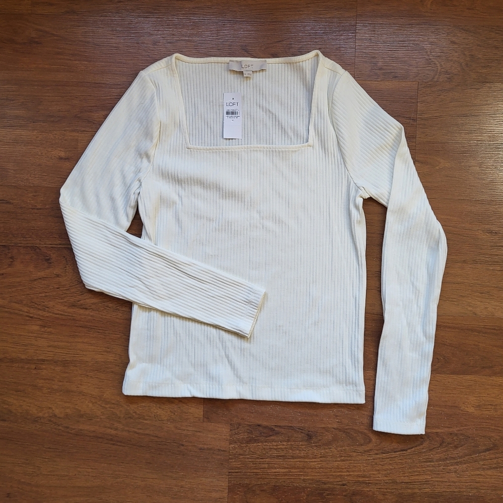 LOFT Ribbed Square Neck Tee